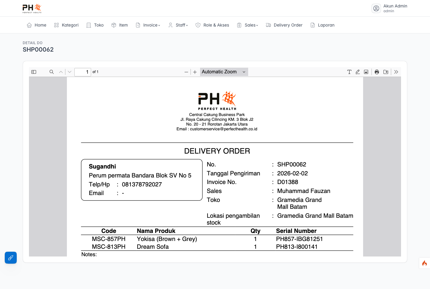 Pratinjau Delivery Order