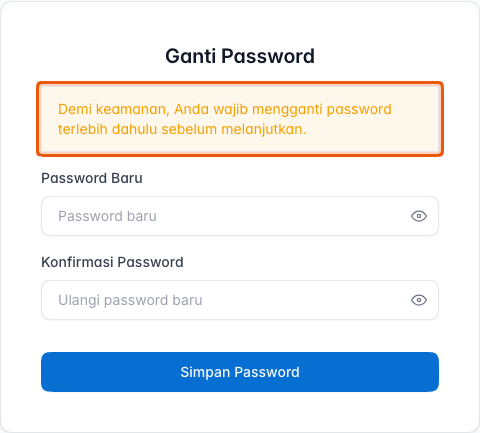 Pemberitahuan wajib ganti password