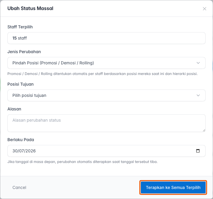 Formulir Ubah Status Massal