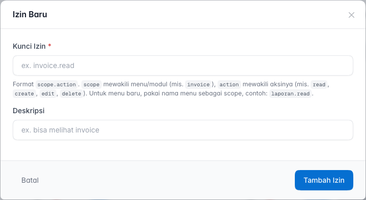 Formulir pilihan akses baru