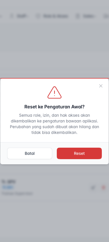 Konfirmasi reset pengaturan peran