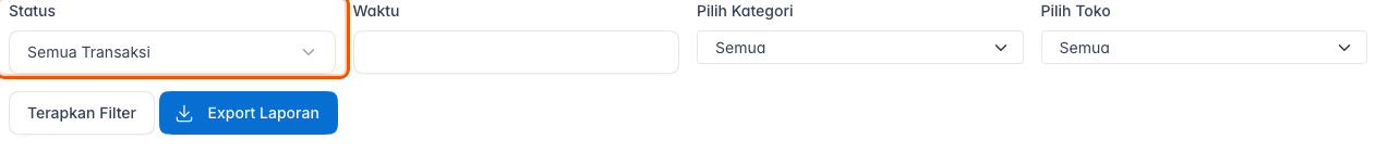 Filter Status dengan kelompok Per Transaksi dan Per Invoice