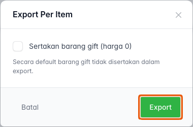 Modal Export Per Item
